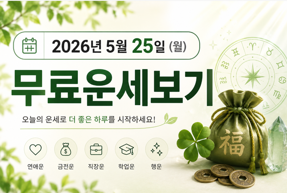 오늘의 운세 2026년 5월 25일 띠별 운세 · 무인(戊寅)일 사주보기